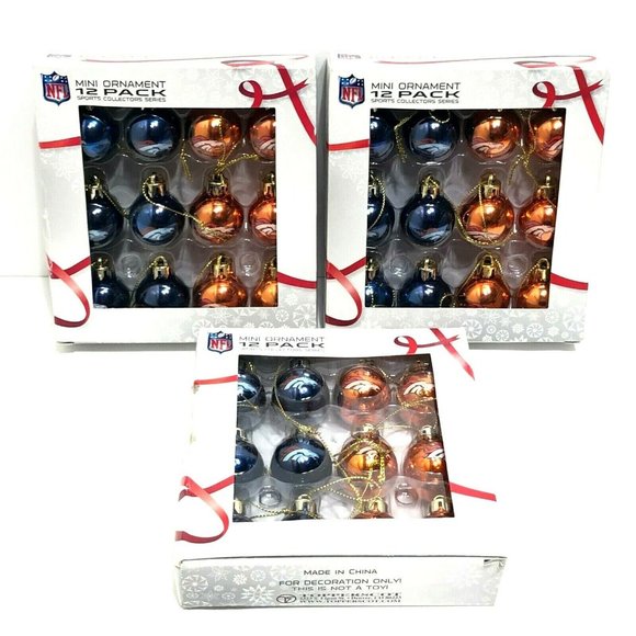 NFL Other - NFL Denver Broncos Mini Christmas Ornaments 3-12pk